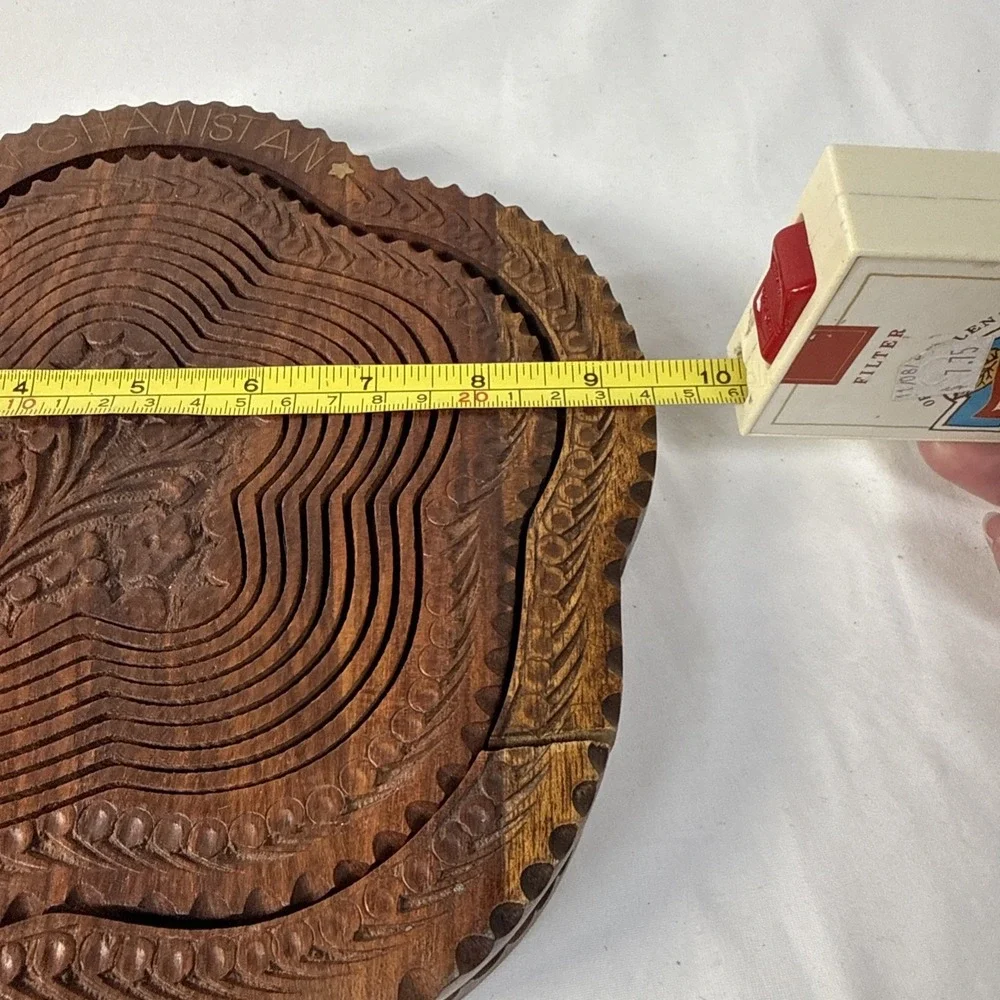 VTG.Folding Spiral Collapsible Wooden Swivel To Close. Afghanistan. bowl 7.5